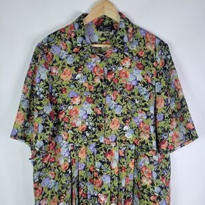 Stitches The Dress Co Vintage Floral Semi Button-Up Midi Dress